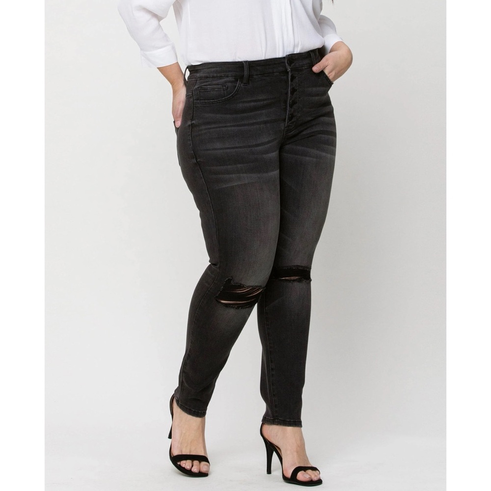 Vervet Haylie York High Rise Distressed Skinny Jeans Button Fly Stretch Denim